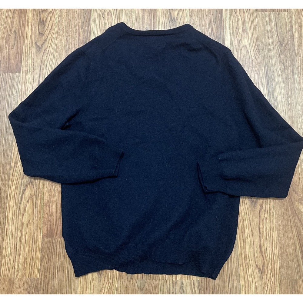 Brooks Brothers Mens XL V Neck Sweater Italian Merino Wool Navy Blue - Picture 11 of 11